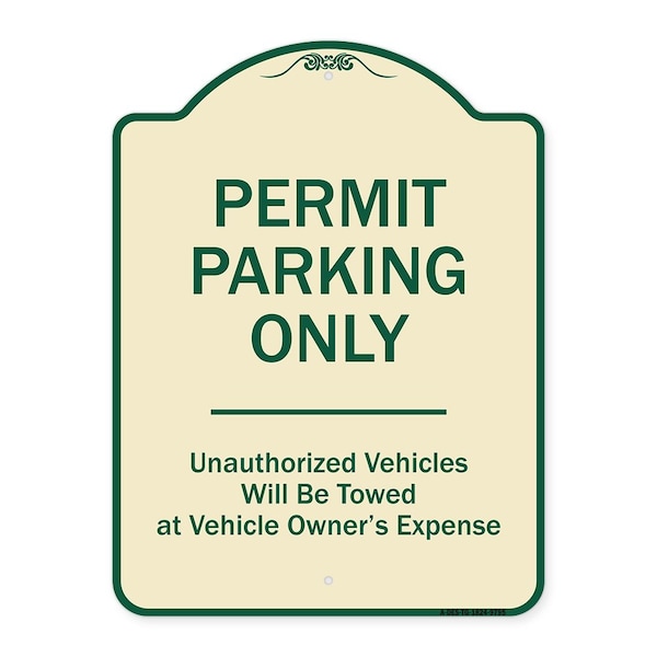 Designer Series-Permit Parking Only Unauthorized Vehicles, 24" x 18", TG-1824-9795